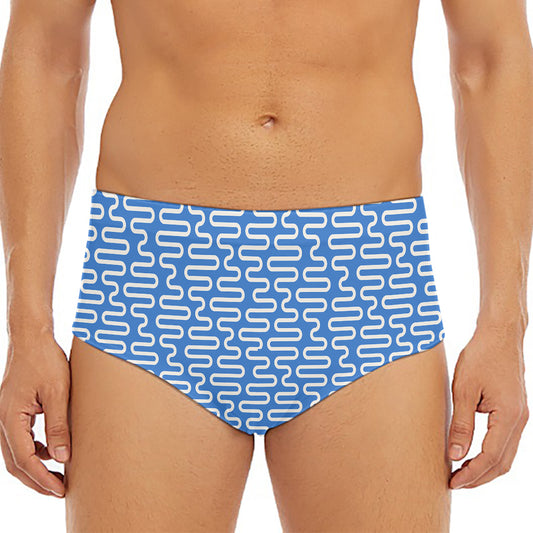 Blue And White DNA Pattern Print Men's Triangle Swim Briefs