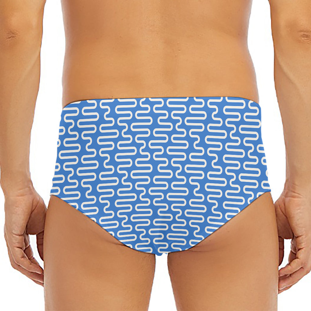 Blue And White DNA Pattern Print Men's Triangle Swim Briefs