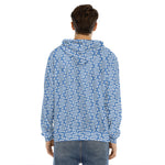 Blue And White DNA Pattern Print Men's Velvet Pullover Hoodie