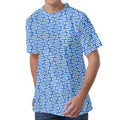Blue And White DNA Pattern Print Men's Velvet T-Shirt