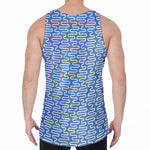 Blue And White DNA Pattern Print Men's Velvet Tank Top