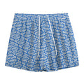 Blue And White DNA Pattern Print Mesh Shorts