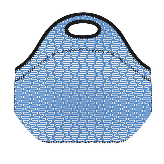 Blue And White DNA Pattern Print Neoprene Lunch Bag