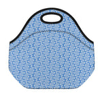Blue And White DNA Pattern Print Neoprene Lunch Bag