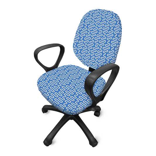 Blue And White DNA Pattern Print Office Chair Cover