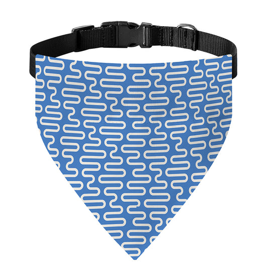 Blue And White DNA Pattern Print Over The Collar Dog Bandana