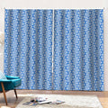 Blue And White DNA Pattern Print Pencil Pleat Curtains