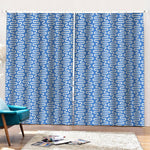 Blue And White DNA Pattern Print Pencil Pleat Curtains