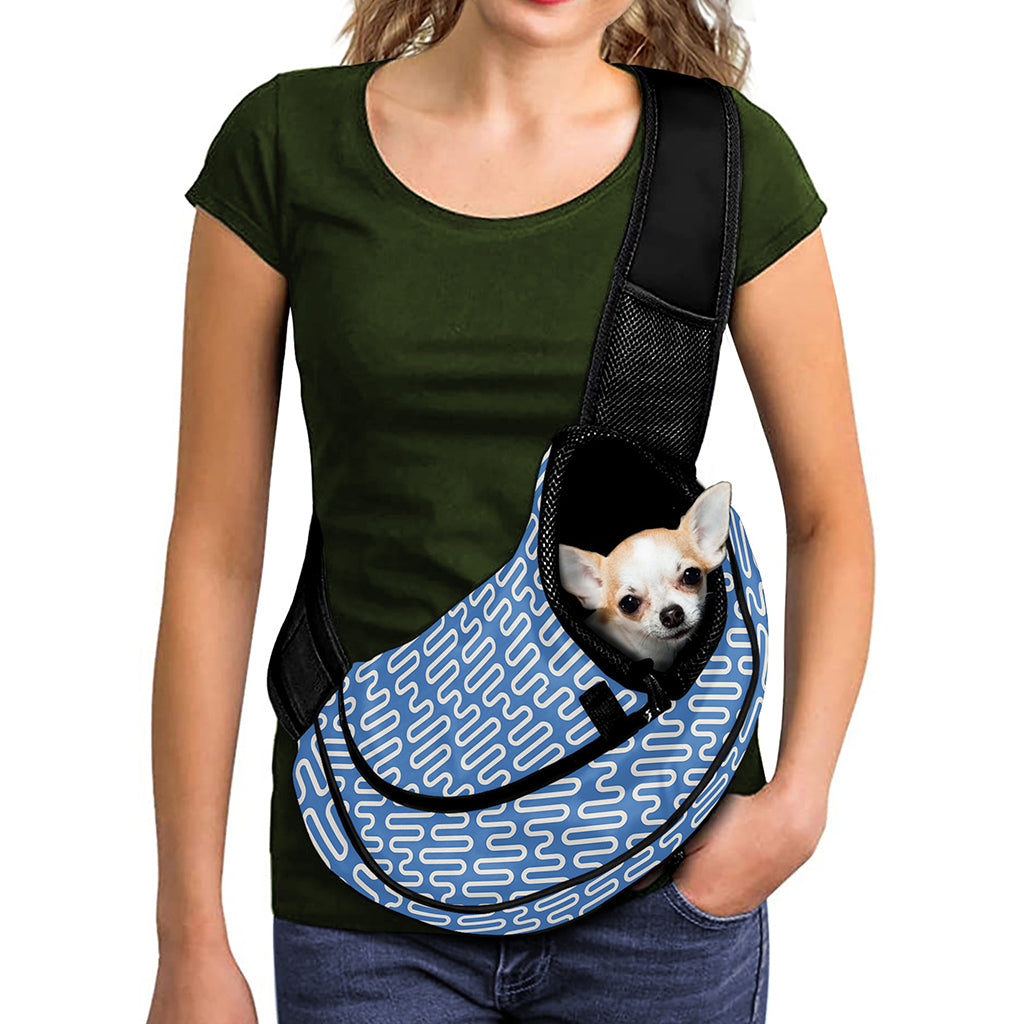 Blue And White DNA Pattern Print Pet Sling Carrier