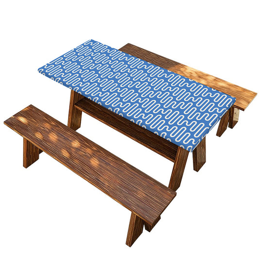 Blue And White DNA Pattern Print Picnic Table Cover