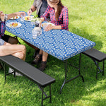 Blue And White DNA Pattern Print Picnic Table Cover