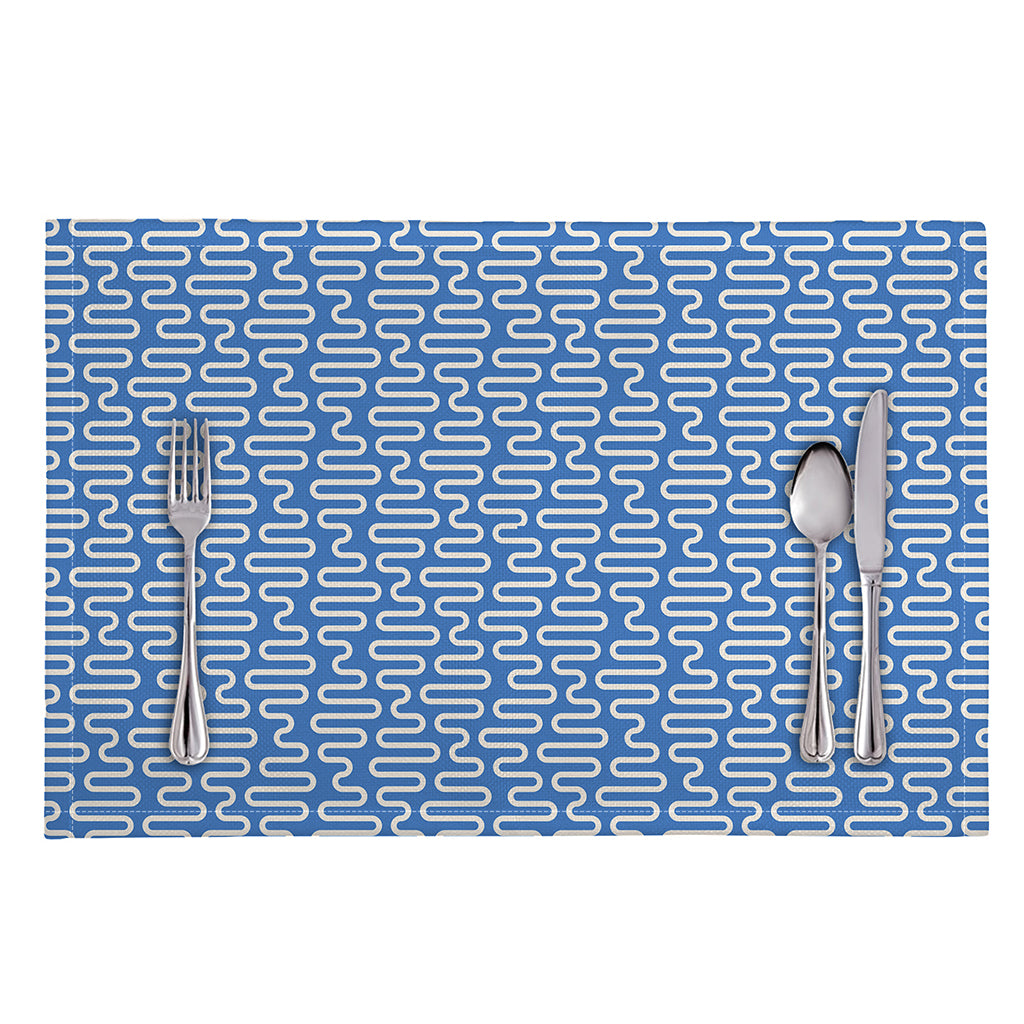 Blue And White DNA Pattern Print Placemat