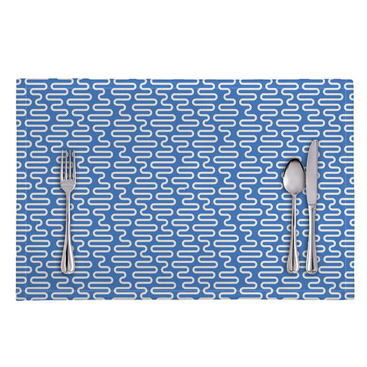 Blue And White DNA Pattern Print Placemat
