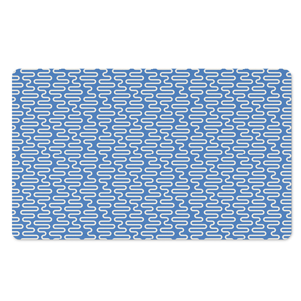 Blue And White DNA Pattern Print Polyester Doormat