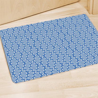 Blue And White DNA Pattern Print Polyester Doormat