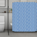 Blue And White DNA Pattern Print Polyester Shower Curtain
