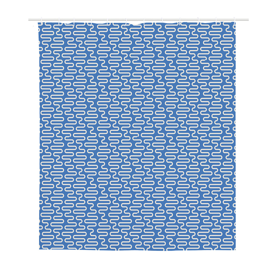 Blue And White DNA Pattern Print Polyester Shower Curtain