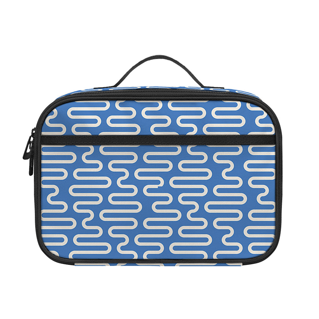 Blue And White DNA Pattern Print Portable Lunch Bag