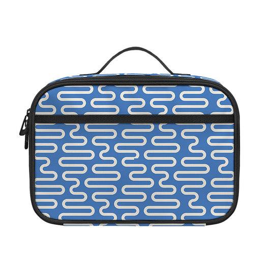 Blue And White DNA Pattern Print Portable Lunch Bag