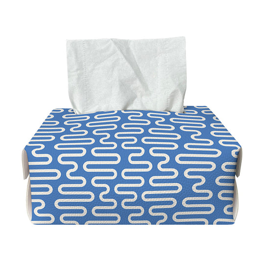 Blue And White DNA Pattern Print Rectangle Tissue Box Cover