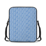 Blue And White DNA Pattern Print Rectangular Crossbody Bag