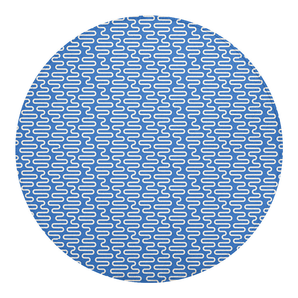 Blue And White DNA Pattern Print Round Blanket