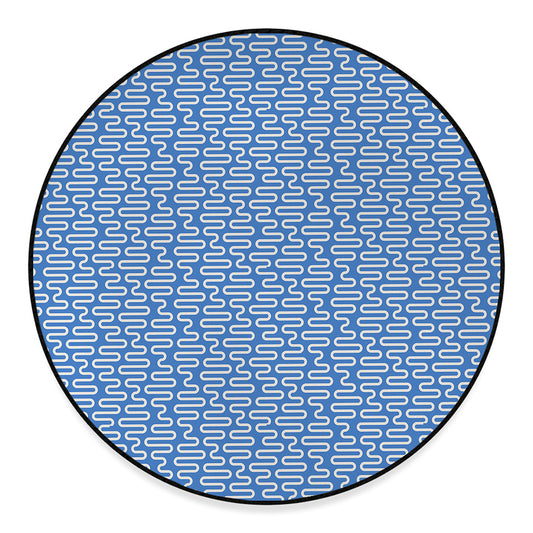 Blue And White DNA Pattern Print Round Floor Mat