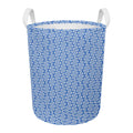 Blue And White DNA Pattern Print Round Laundry Basket