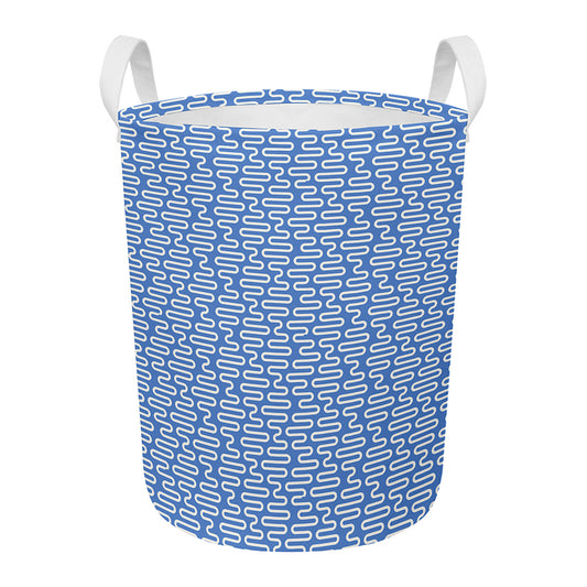 Blue And White DNA Pattern Print Round Laundry Basket