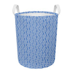 Blue And White DNA Pattern Print Round Laundry Basket