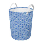 Blue And White DNA Pattern Print Round Laundry Basket