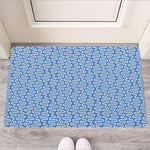 Blue And White DNA Pattern Print Rubber Doormat