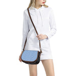 Blue And White DNA Pattern Print Saddle Bag