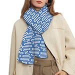Blue And White DNA Pattern Print Scarf