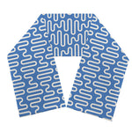 Blue And White DNA Pattern Print Scarf