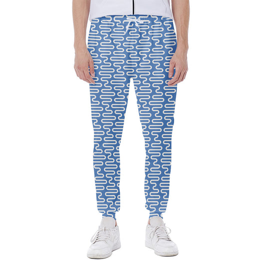 Blue And White DNA Pattern Print Scuba Joggers