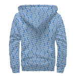 Blue And White DNA Pattern Print Sherpa Lined Zip Up Hoodie