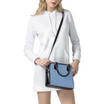 Blue And White DNA Pattern Print Shoulder Handbag