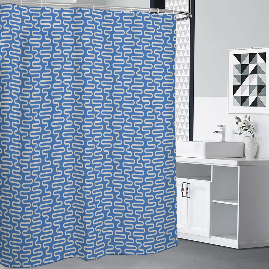 Blue And White DNA Pattern Print Shower Curtain