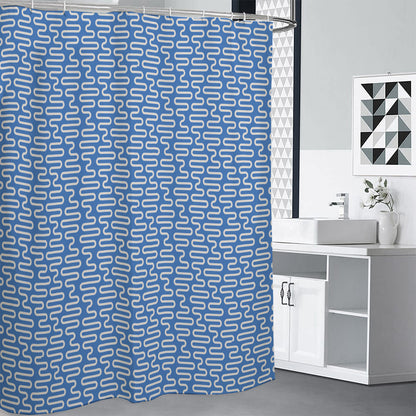 Blue And White DNA Pattern Print Shower Curtain