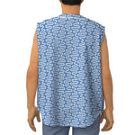 Blue And White DNA Pattern Print Sleeveless Baseball Jersey