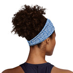 Blue And White DNA Pattern Print Sports Headband