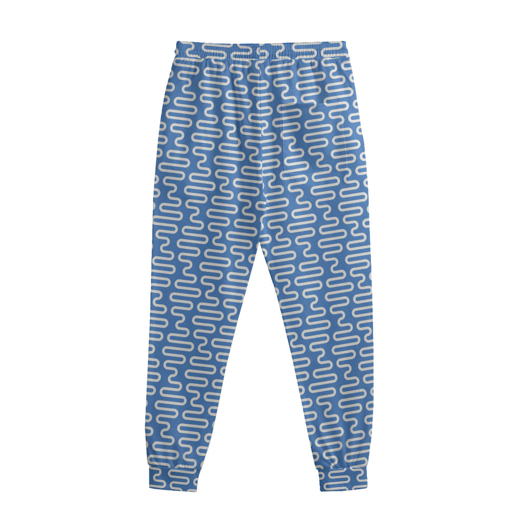 Blue And White DNA Pattern Print Sweatpants