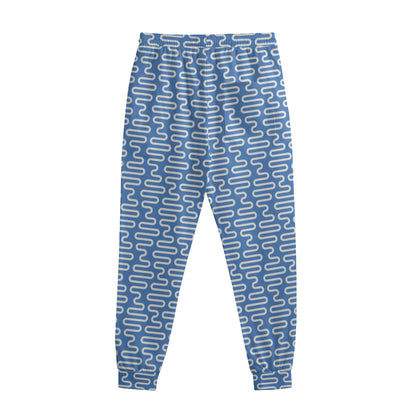 Blue And White DNA Pattern Print Sweatpants