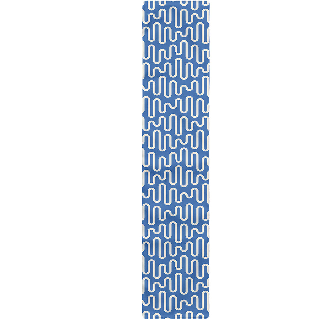 Blue And White DNA Pattern Print Table Runner