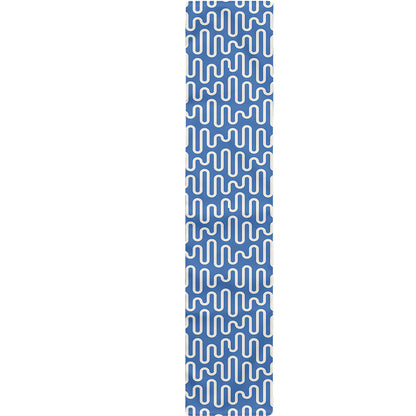Blue And White DNA Pattern Print Table Runner
