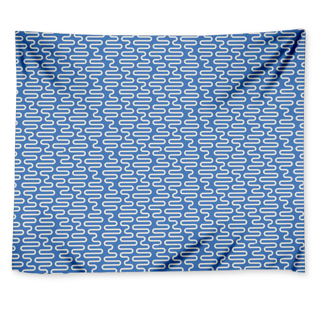Blue And White DNA Pattern Print Tapestry