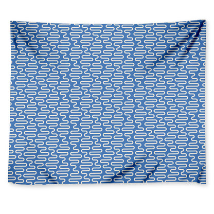 Blue And White DNA Pattern Print Tapestry