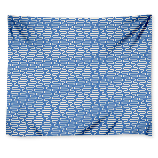 Blue And White DNA Pattern Print Tapestry