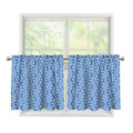 Blue And White DNA Pattern Print Tier Curtains